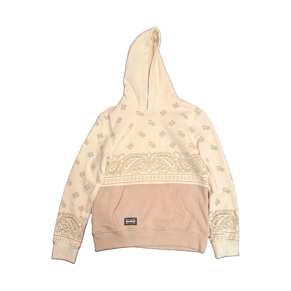 Dogg Supply by Snoop Dogg Boys Pullover Fleece Hoodie Paisley Beige/Tan 8-9 NWT